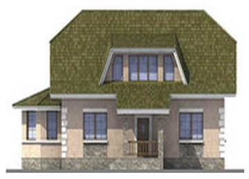 Современный типовой проект дома из арболита на 144 кв. м - фасад фото 1