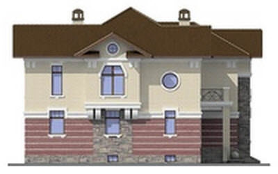 Проект двухэтажного дома из кирпича с цокольным этажом - фасад фото 4