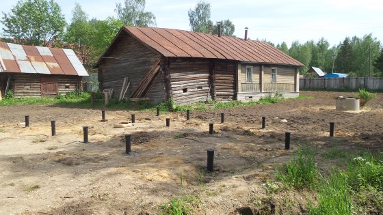 Монтаж фундамента на винтовых сваях в деревне Сойловская