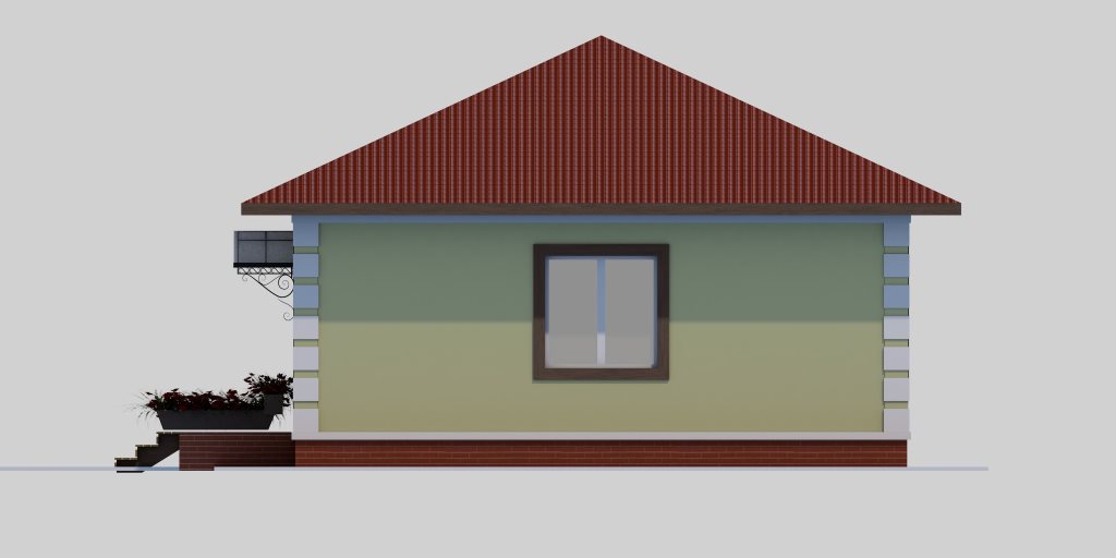 Проект одноэтажного дома из газобетонных блоков 8х7 - фасад фото 3